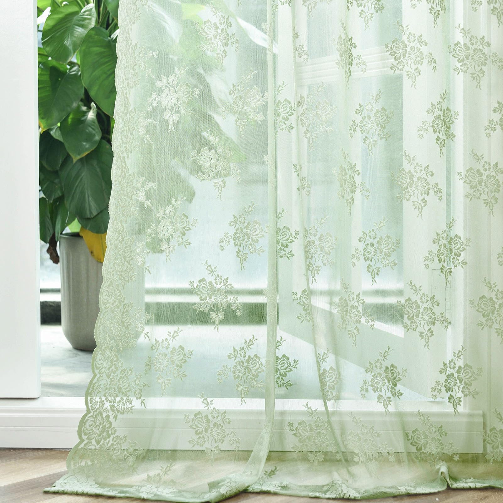 Amazon.com: Kotile Sage Green Sheer Curtains 84 Inches Long 2